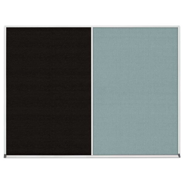 Triple Door Radius Corkboard, 96"x48", Sat, UV7006RC-SATIN-RUBBER
